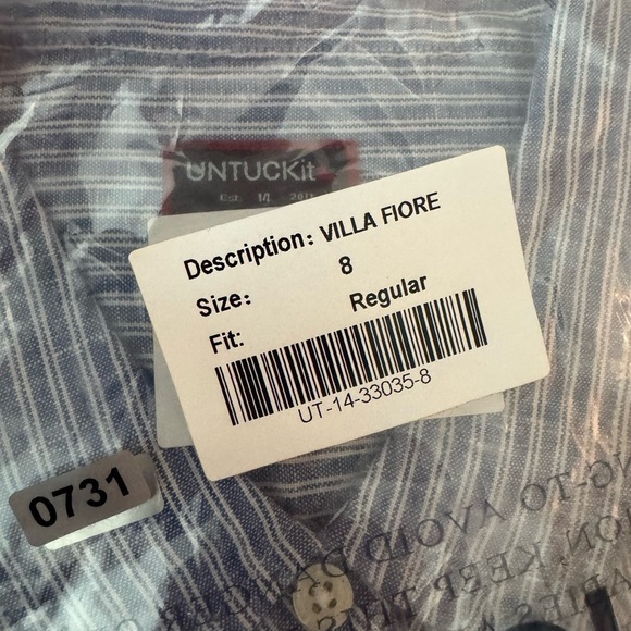 Untuckit Villa Fiore Long Sleeve Button Down Blue & White Stripe - Picture 8 of 9